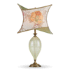 Kinzig Design Viviana Table lamp 193Y164 Colors Soft Tangerine Mint and Amber Blown Glass and Fabric Artistic Artisan Designer Table Lamps Limited Quantity Available