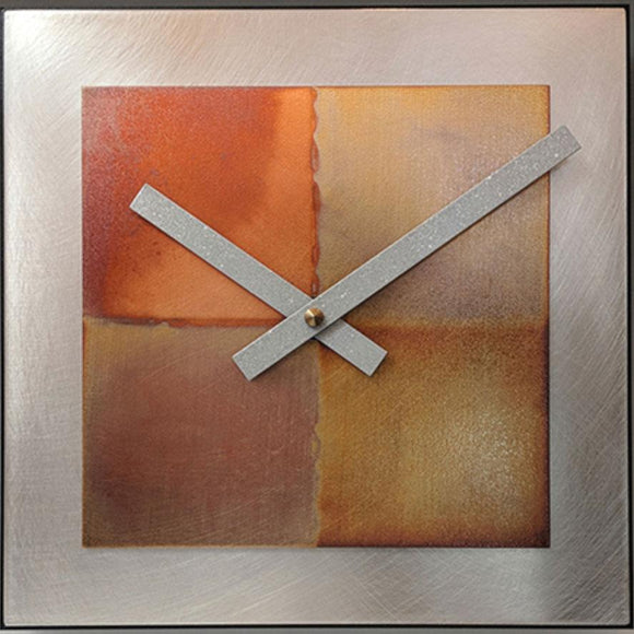 Leonie Lacouette 8x8 Square Steel with Copper Wall Clock Artistic Artisan Designer Clocks