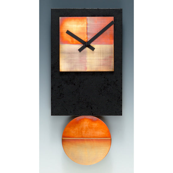 Leonie Lacouette Black Tie Copper Pendulum Clock, Artistic Artisan Designer Clocks