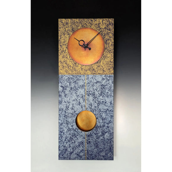 Blue and Gold Jane Pendulum Wall Clock by Leonie Lacouette