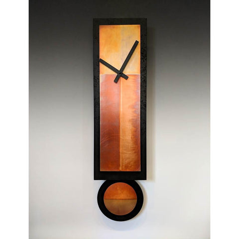 Leonie Lacouette GG Ginger Pendulum Clock in Hand-patinated Copper and Black Painted Wood Artistic Artisan Designer Wall Clocks