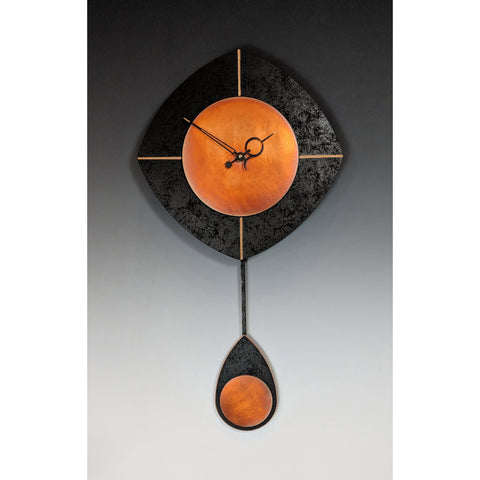 L-Drop Black and Copper Pendulum Clock by Leonie Lacouette