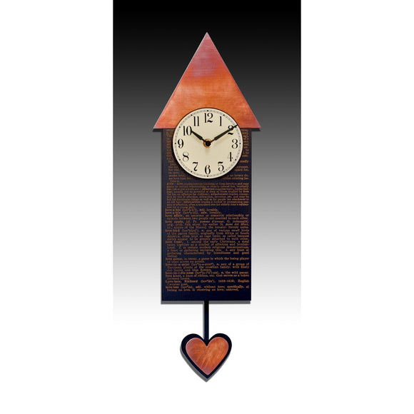 Leonie Lacouette Love Pendulum Clock, Artistic Artisan Designer Clocks