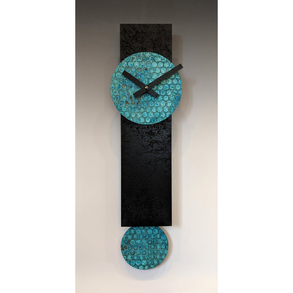 Narrow Black and Verdigris Pendulum Wall Clock by Leonie Lacouette