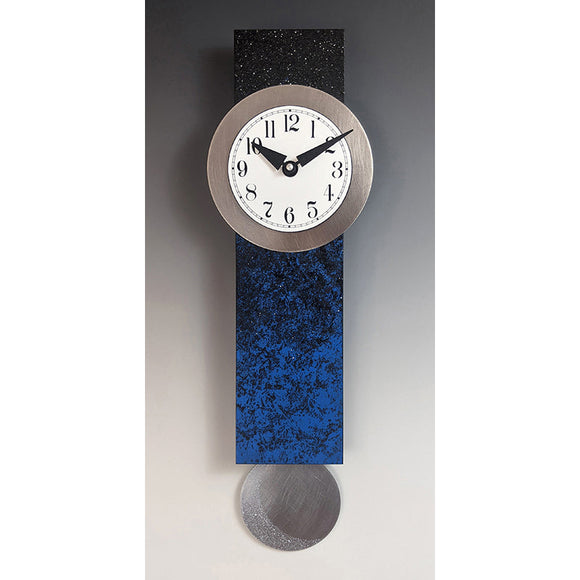 Leonie Lacouette Narrow Moon Clock with Numbered Face and Pendulum Artisan Designer Wall Clocks