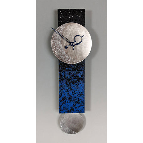 Leonie Lacouette Narrow Moon Clock with Pendulum Artistic Artisan Designer Wall Clocks