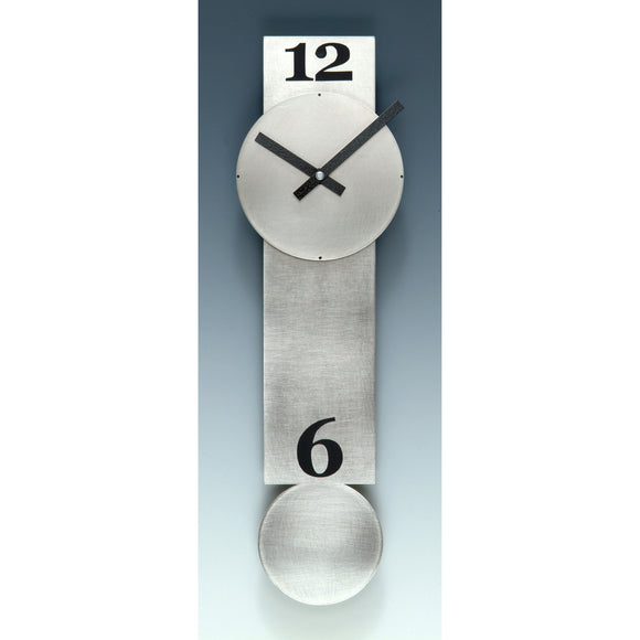Leonie Lacouette Narrow Steel Pendulum Clock, Artistic Artisan Designer Clocks