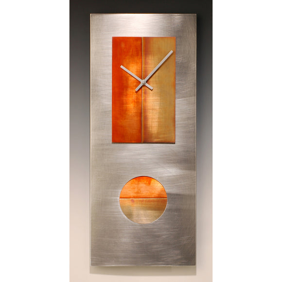 Leonie Lacouette Steel and Copper 24 Pendulum Clock, Artistic Artisan Designer Clocks