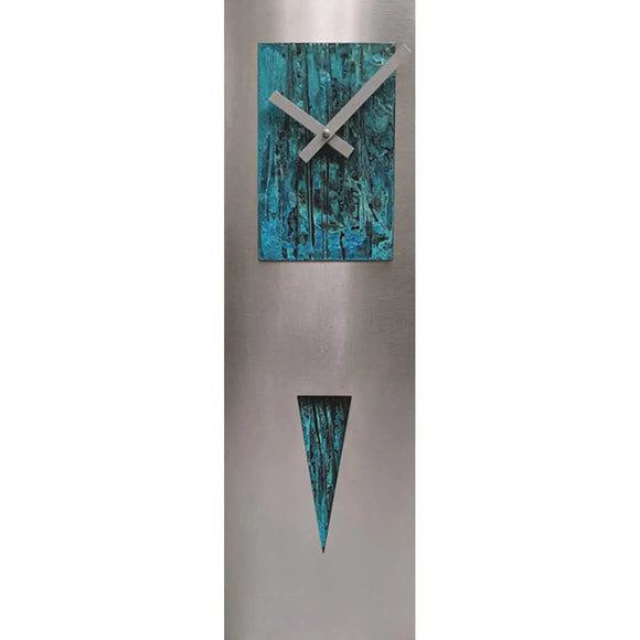 Steel and Verdigris Spike Pendulum Wall Clock by Leonie Lacouette