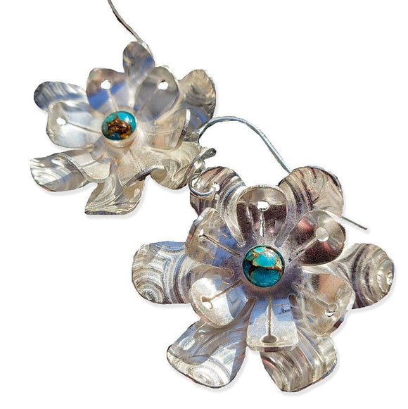 Echinacea Earrings E3T1C Sterling Silver and Gemstone by Silver Garden Designs, Chris Messina