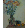 Lila Bacon Floral Painting on Canvas Mums Cup Orange and Lemon c-lb134