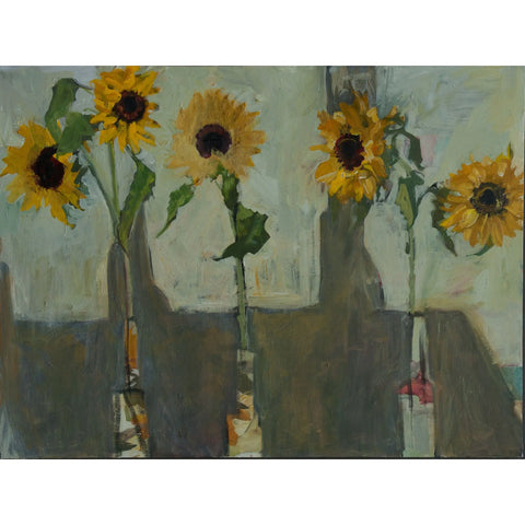 Lila Bacon Floral Painting on Canvas Sunflowers c-lb161