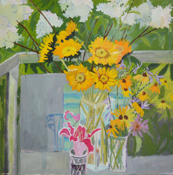 Lila Bacon Floral Painting on Canvas Norman's New Garden Flowers 2019 30x30 c-lb323