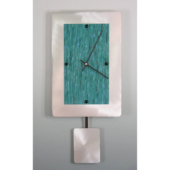 Linda Lamore Brushed Aluminum Pendulum Clock A812P, Artistic Artisan Designer Pendulum Clocks