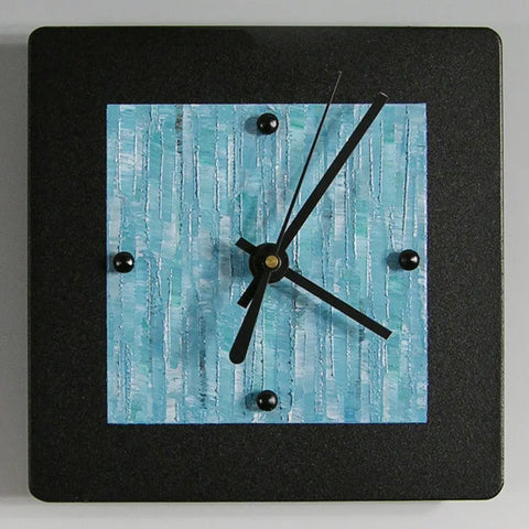 Linda Lamore Black Powder Coated Aluminum Clock B66, Artistic Artisan Designer Clocks
