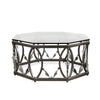 Luna Bella Annecy Coffee Table Shown in Blackened Steel with Solid Brass and Smoked Leaded Glass Details Artistic Artisan Designer Coffee Tables