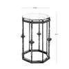 Luna Bella Annecy Side Table in Pewter with Brushed Finish and Clear Glass Lead Crystal Details or Blackened Steel with Solid Brass and Smoked Leaded Glass Details Artistic Artisan Designer Side Tables Dimensiona
