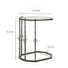 Luna Bella Annecy Sofa Table in Pewter with Brushed Finish and Clear Glass Lead Crystal Details or Blackened Steel with Solid Brass and Smoked Leaded Glass Details Artistic Artisan Designer Sofa Tables Dimensions