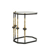 Luna Bella Annecy Sofa Table in Pewter with Brushed Finish and Clear Glass Lead Crystal Details or Blackened Steel with Solid Brass and Smoked Leaded Glass Details Artistic Artisan Designer Sofa Tables