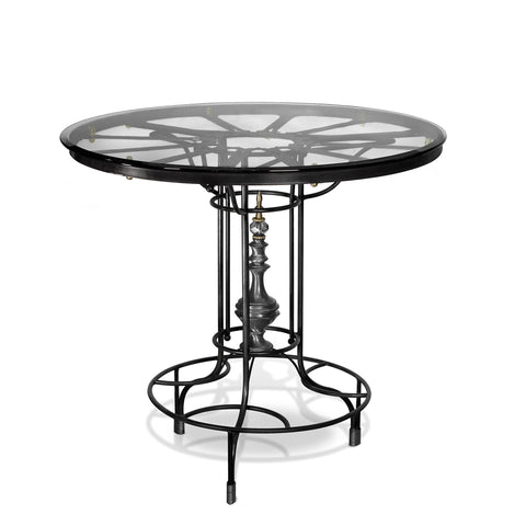 Luna Bella Asti Bar Table  in Iron Leaded Crystal Details Glass Top Artistic Artisan Designer Tables
