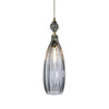 Luna Bella Beleza Pendant Lamp with Gray Hand Blown Glass Flute and Brass Details Artistic Artisan Designer Pendant Lamps