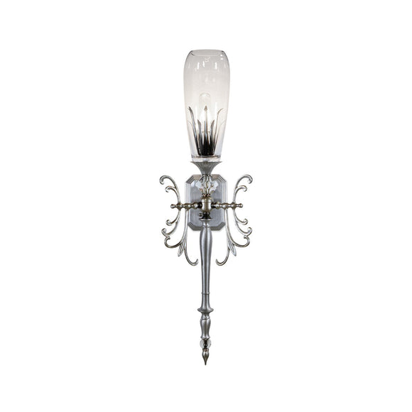 Luna Bella Dove Sconce Solid Brass Silver Toned with Scrolls on Either Side Artistic Artisan Designer Sconces Wall Lights