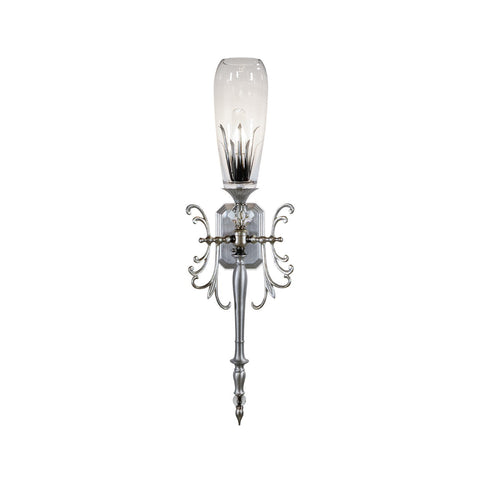 Luna Bella Dove Sconce Solid Brass Silver Toned with Scrolls on Either Side Artistic Artisan Designer Sconces Wall Lights