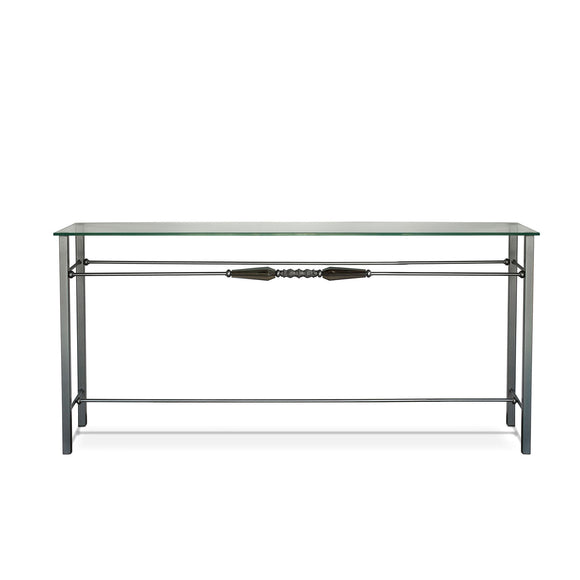 Luna Bella Favola Console Side Table with Hand Forged Iron and Smoky Leaded Crystal Glass Accents Artistic Artisan Designer Console Tables