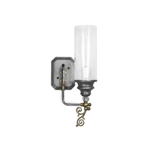 Luna Bella Gallo Swing Arm Sconce Steel and Brass with Glass Sleeve and Crystal Details Artistic Artisan Designer Wall Sconces