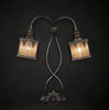 Luna Bella Gimelos Double Headed Table Lamp with hand Forged Iron Base and Mesh Iron Shades Artisan Designer Table Lamps