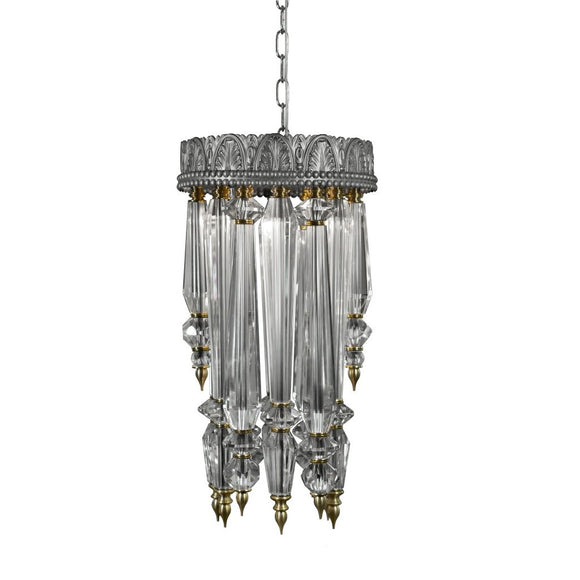 Luna Bella Haley Chandelier with Iron Crown Top Solid Brass and Cut Leaded Crystal Artistic Artisan Designer Chandeliers