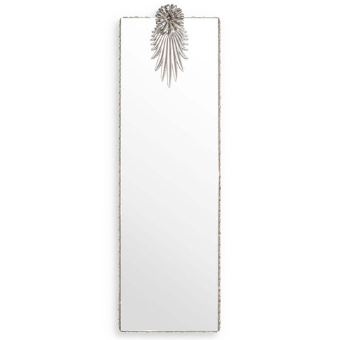 Luna Bella Laslo Mirror with Hand Welded Acanthus Floret on the Top Center Artistic Artisan Designer Mirrors