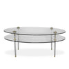 Luna Bella Leillei Oval Coffee Table Two Tiers of Glass Leaded Crystal and Solid Brass Legs Artistic Artisan Designer Coffee Tables