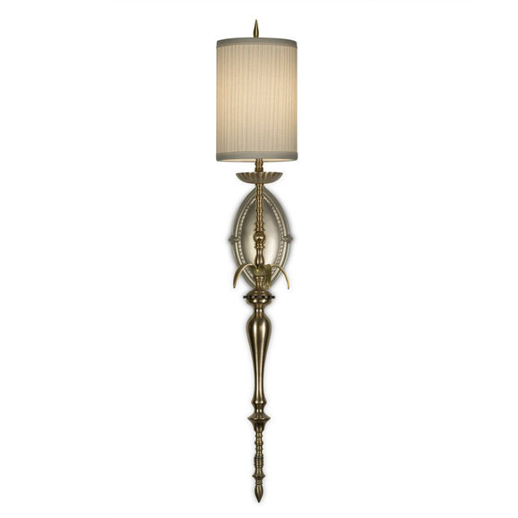 Luna Bella Nantys Sconce in Solid Brass with Pleated Shade Artistic Artisan Designer Sconces