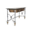 Luna Bella Paloma Vanity Table in Wood and Metal with Italian Brass and Cut Crystal Inserts with Beveled Glass Top Artistic Artisan Designer Vanity Tables