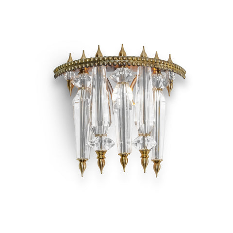 Luna Bella Solstice Wall Sconce in Iron Brass and Cut Crystal Artistic Artisan Designer Wall Sconces