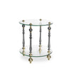 Luna Bella Talissa Side Table has Two Glass Shelves and Metal and Solid Brass Accents Artistic Artisan Designer Side Tables