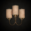 Luna Bella Tres Sconce has Three Lamps Hand Painted in Silver and Faux Brown Finish with Cut Smoke Glass Details Artistic Artisan Designer Sconces