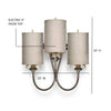 Luna Bella Tres Sconce has Three Lamps Hand Painted in Silver and Faux Brown Finish with Cut Smoke Glass Details Dimensions