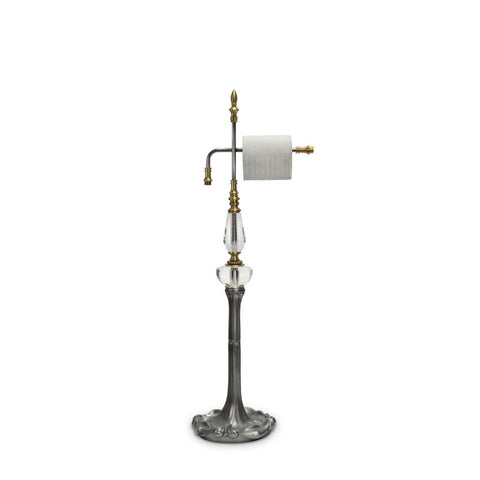 Wipee Toilet Paper Holder Stand has Metal with Leaded Crystal and Solid Brass Accents by Luna Bella