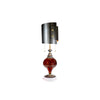 Luna Bella Zabu Table Lamp with Hand Forged Steel Shade and Amber Blown Glass Base Artistic Artisan Designer Table Lamps