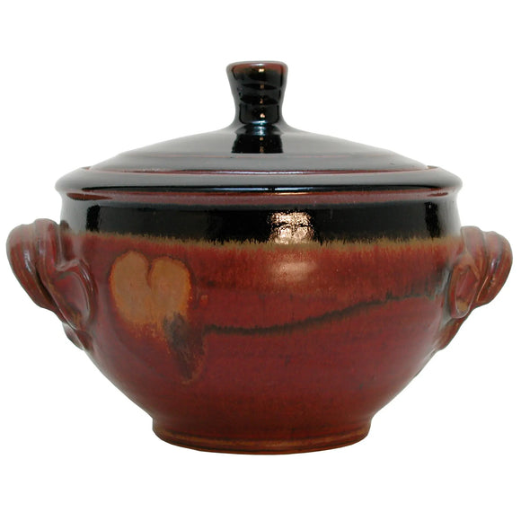 Maishe Dickman Hand Thrown Stoneware Shaner Red and Tenmoko Black Casserole, Artistic Artisan Pottery