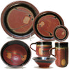 Maishe Dickman Hand Thrown Stoneware Shaner Red and Tenmoko Black Dinnerware Place Setting, Artistic Artisan Pottery