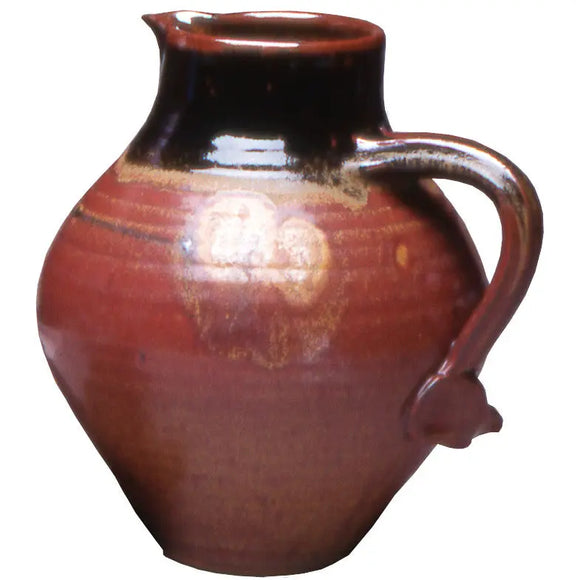 Maishe Dickman Hand Thrown Stoneware Shaner Red and Tenmoko Black Pitcher Fat, Artistic Artisan Pottery