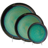 Maishe Dickman Hand Thrown Stoneware Turquoise Plates, Dinnerware, Place Setting, Artistic Artisan Pottery