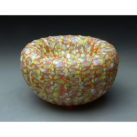 Medium Treasure Bowl in Orange Handblown Glass Bowl by Thomas Spake Studios Artisan Handblown Art Glass Bowls