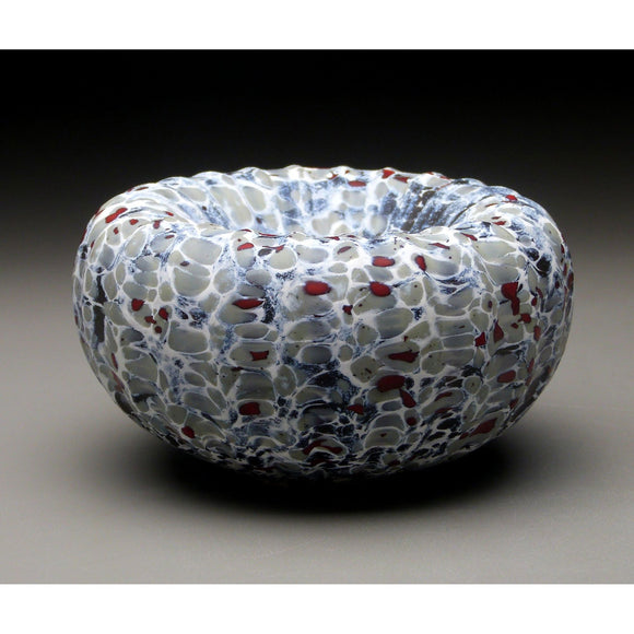 Medium Treasure Bowl in White Handblown Glass Bowl by Thomas Spake Studios Artisan Handblown Art Glass Bowls