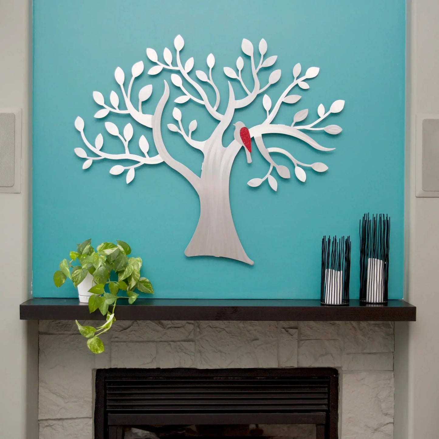 Metal Petal Art by Sondra Gerber Fly Away Tree Hand Painted Brushed Aluminum Wall Sculptures