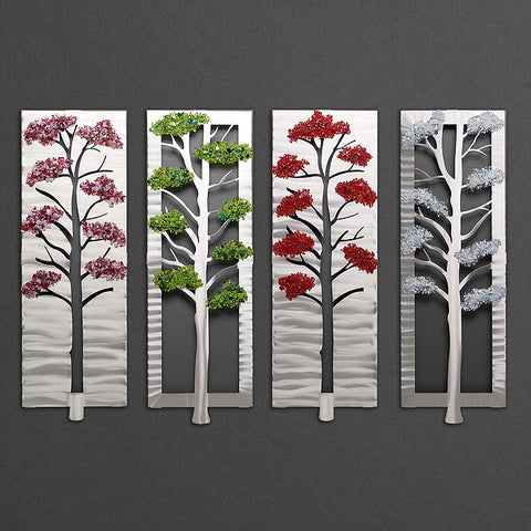 Metal Petal Art by Sondra Gerber Four Seasons Wall Sculpture in Brushed Aluminum
