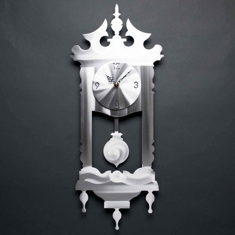 Metal Petal Art by Sondra Gerber Grandmas Clock C010 in Brushed Aluminum Artistic Designer Wall Clocks